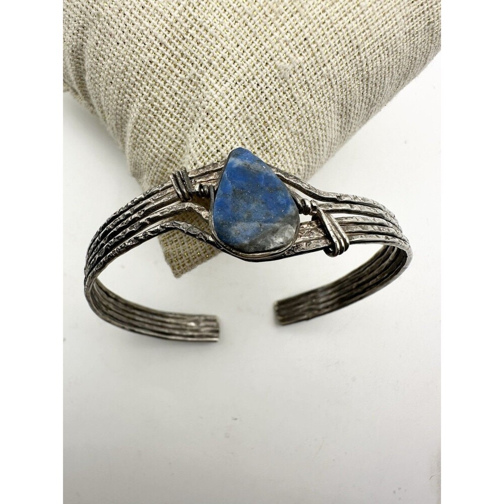 Handmade Natural Lapis Lazuli Cuff Bracelet 7”